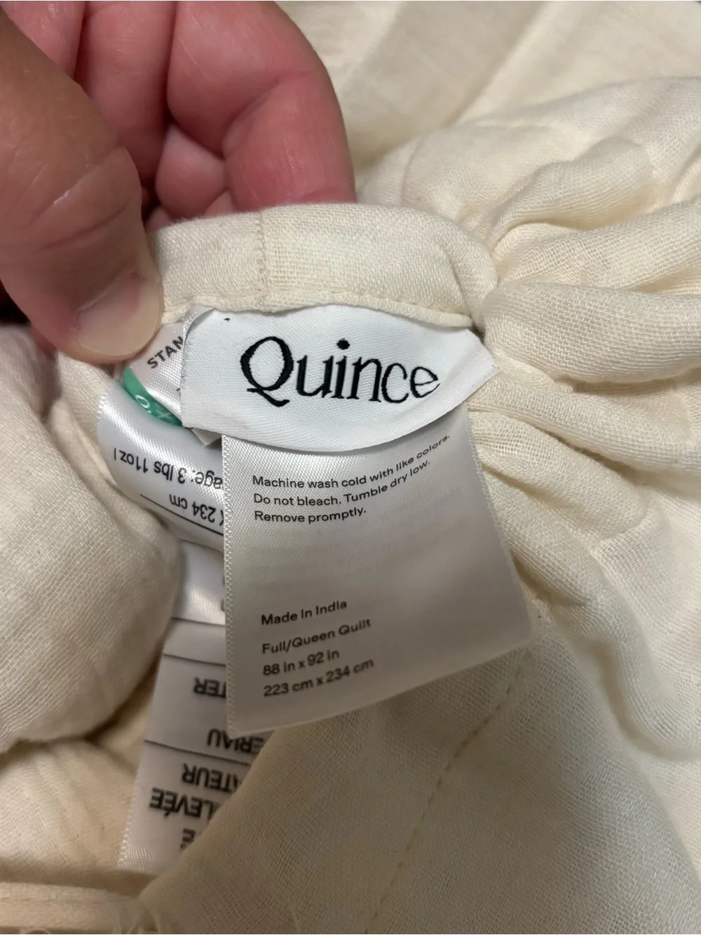 Quince Quilt - Organic Airy Gauze Cotton Dream Quilt Full/Queen in Undyed